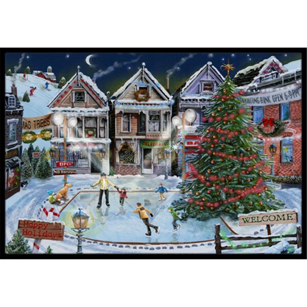 Carolines Treasures Christmas Family Skate Night Indoor and Outdoor Mat- 18 x 27 in. PTW2005MAT - main
